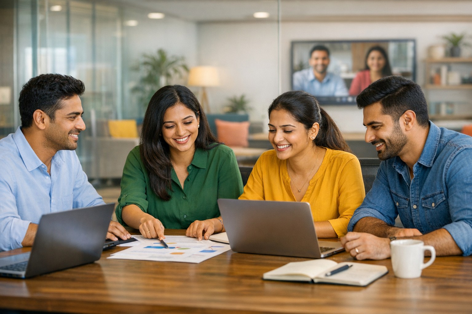Indian office team using Google Workspace collaboration tools for business communication