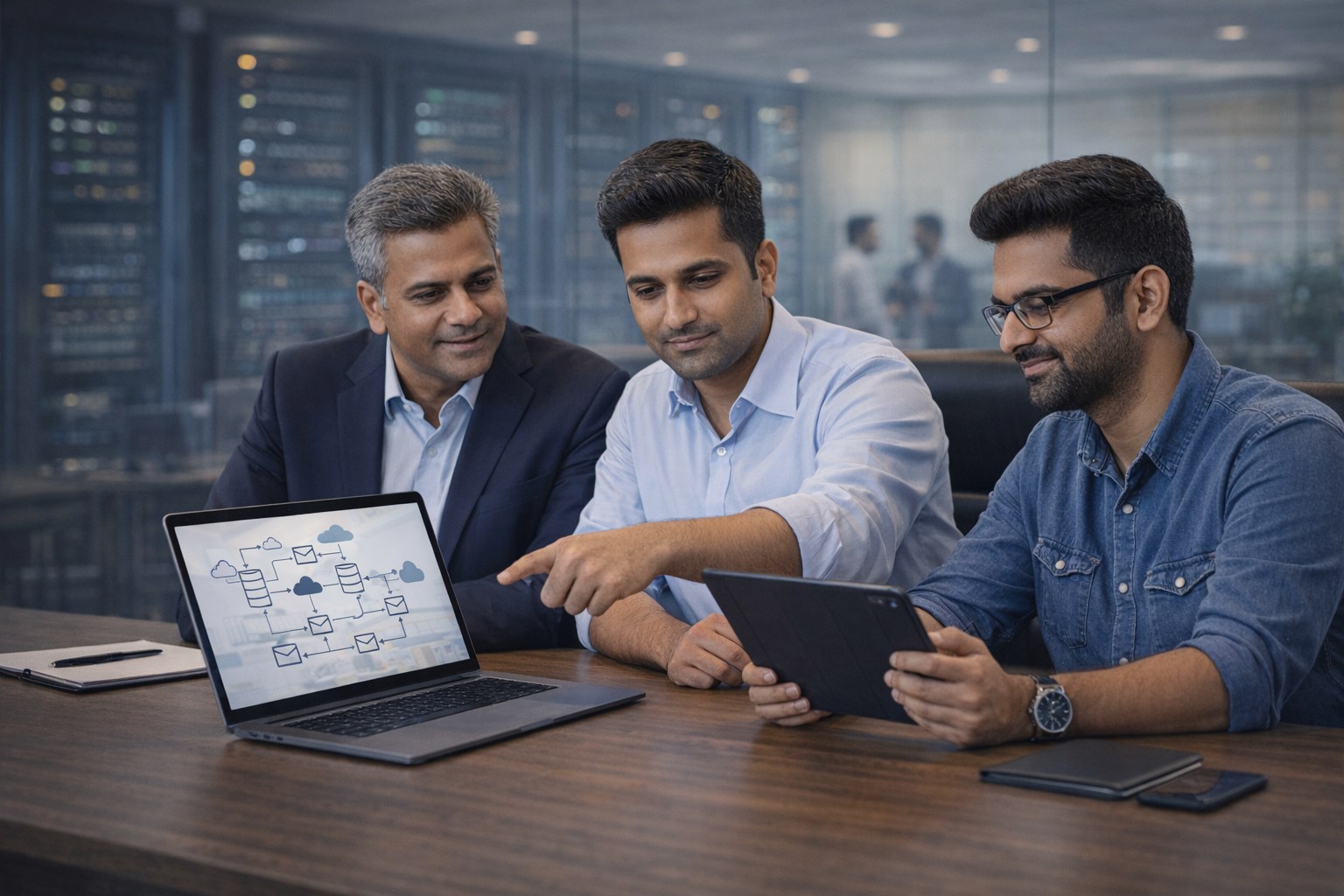 Indian business leaders reviewing scalable enterprise email solutions