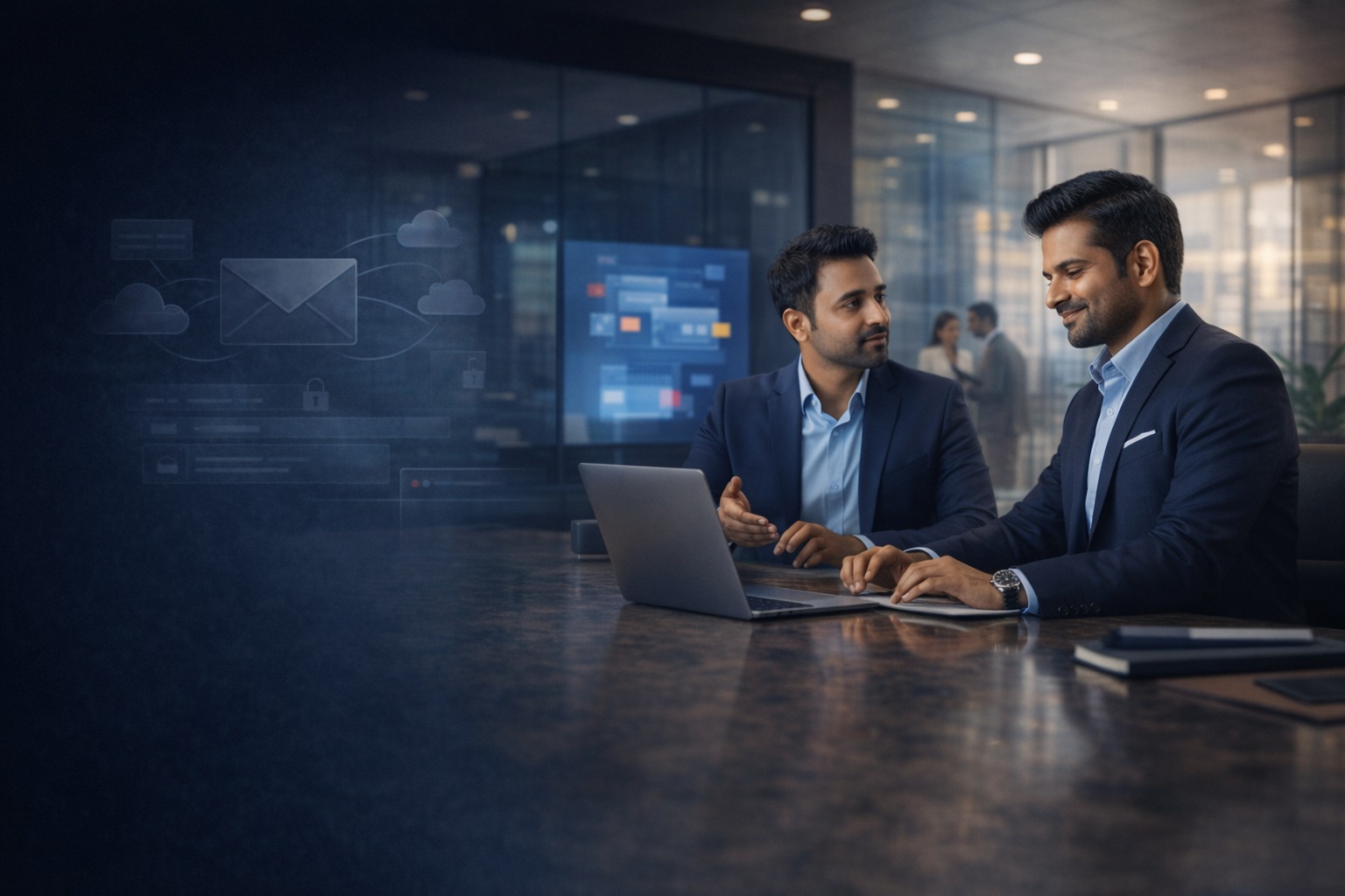 Indian corporate team using Microsoft 365 business email and productivity tools